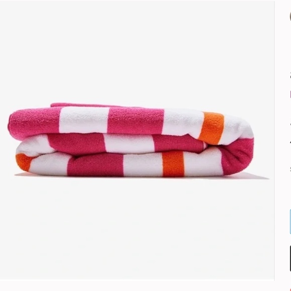 Beach Riot Beach Club Towel- Pink/Orange Stripe NWT - Picture 4 of 6